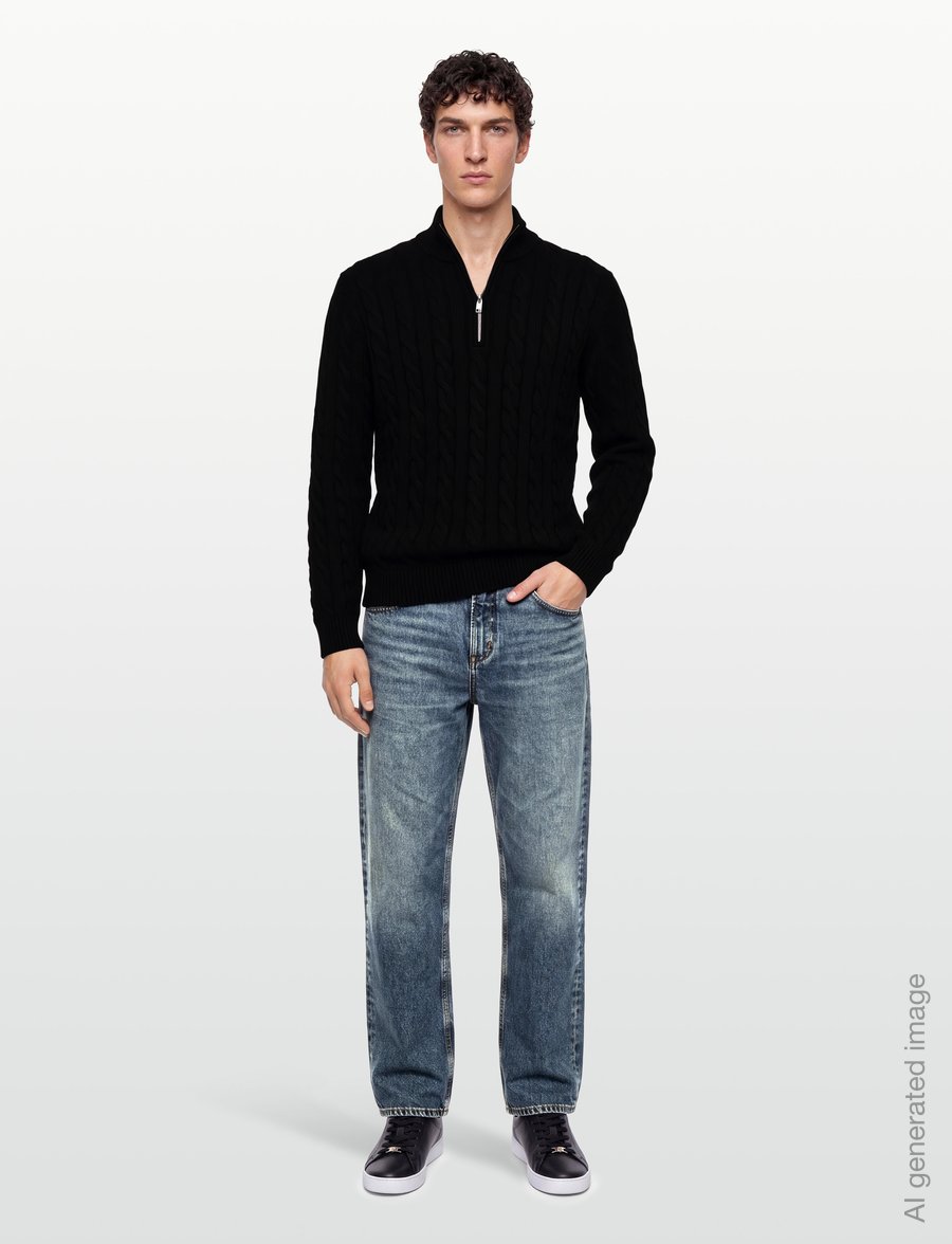 Lindbergh - Cabel zip-neck knit - poolpika lukuga džemprid - black - 0