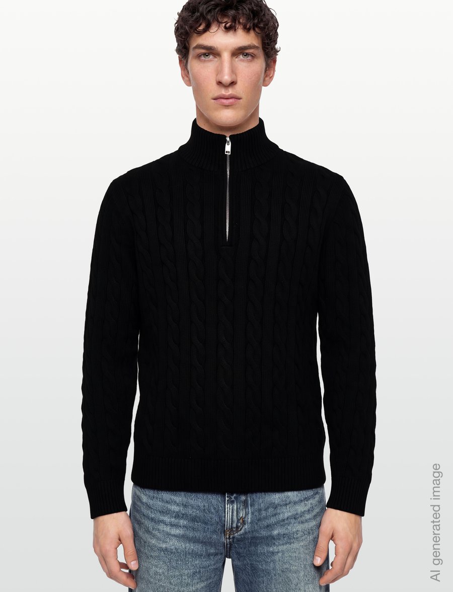 Lindbergh - Cabel zip-neck knit - poolpika lukuga džemprid - black - 3
