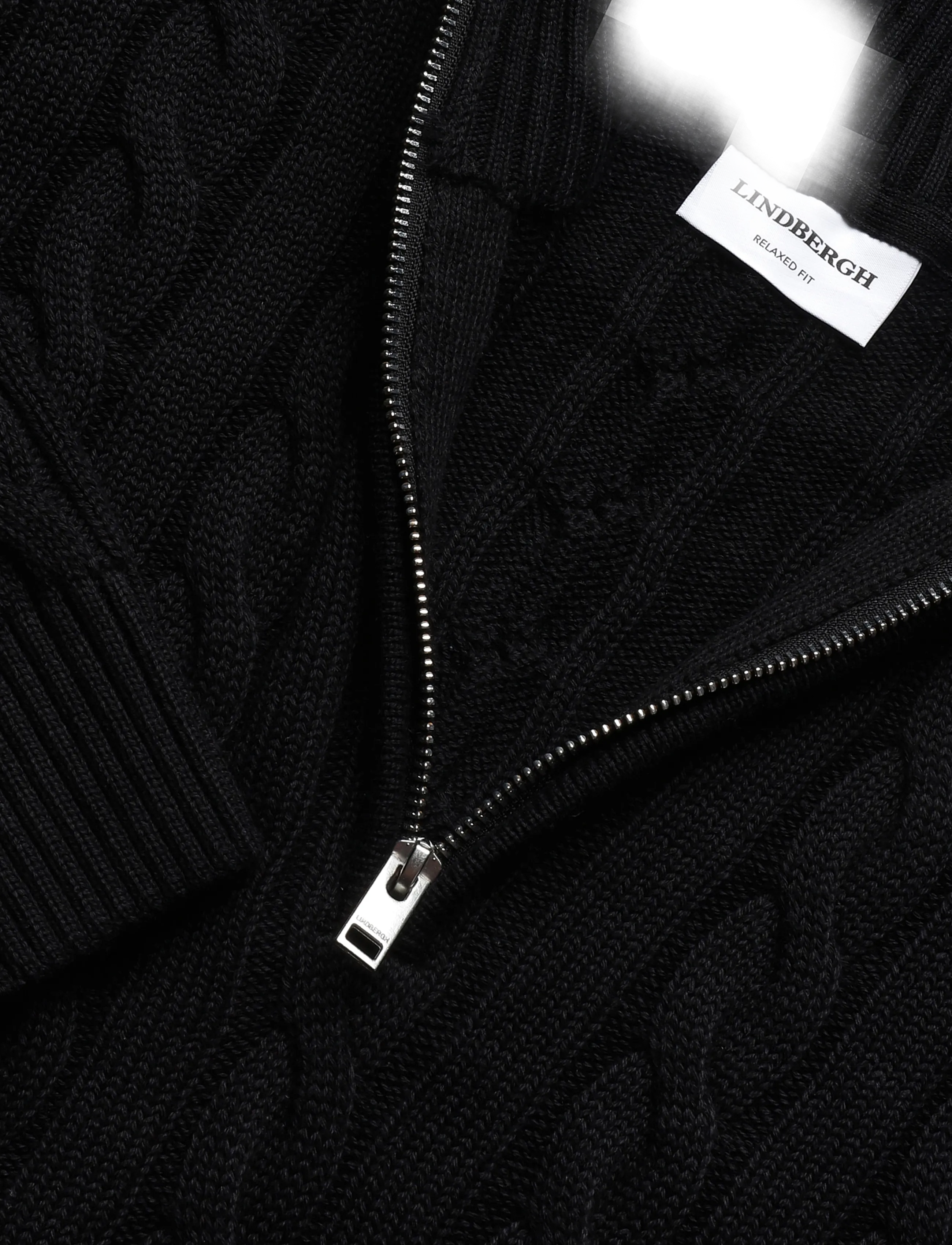 Lindbergh - Cabel zip-neck knit - half zip jumpers - black - 2