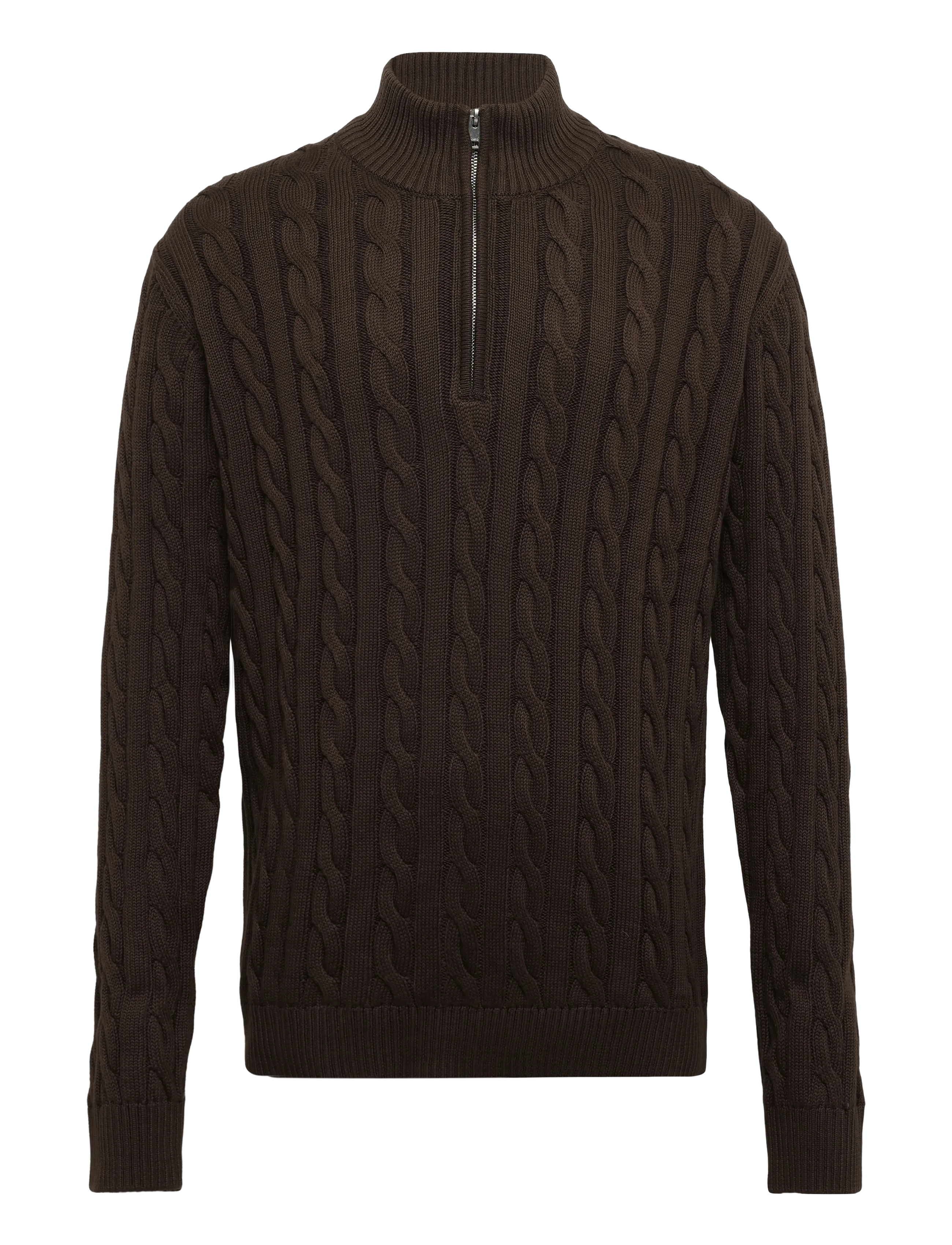 Lindbergh Cabel zip-neck knit - Neuleet - DK BROWN / brown