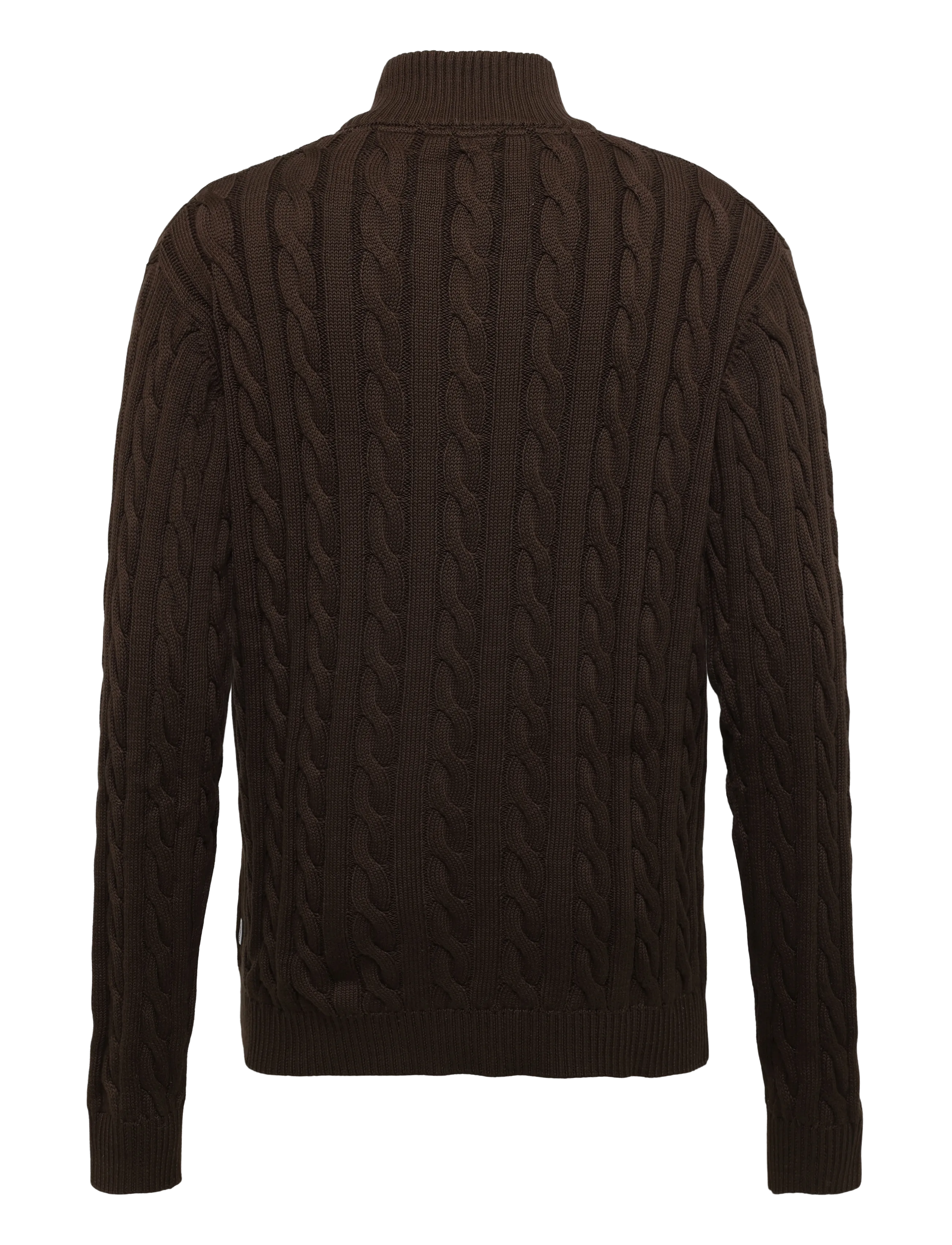 Lindbergh - Cabel zip-neck knit - half zip jumpers - dk brown - 1