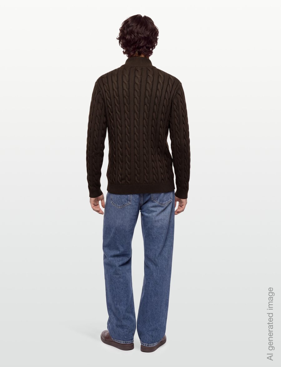Lindbergh - Cabel zip-neck knit - half zip jumpers - dk brown - 4