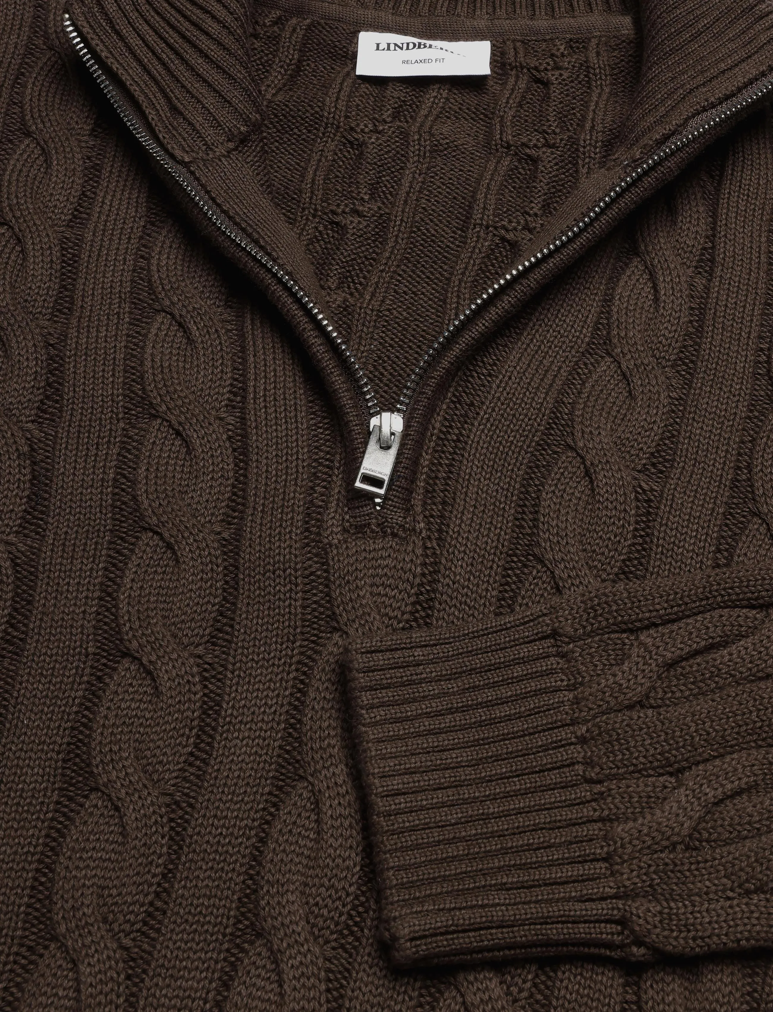 Lindbergh - Cabel zip-neck knit - half zip jumpers - dk brown - 2