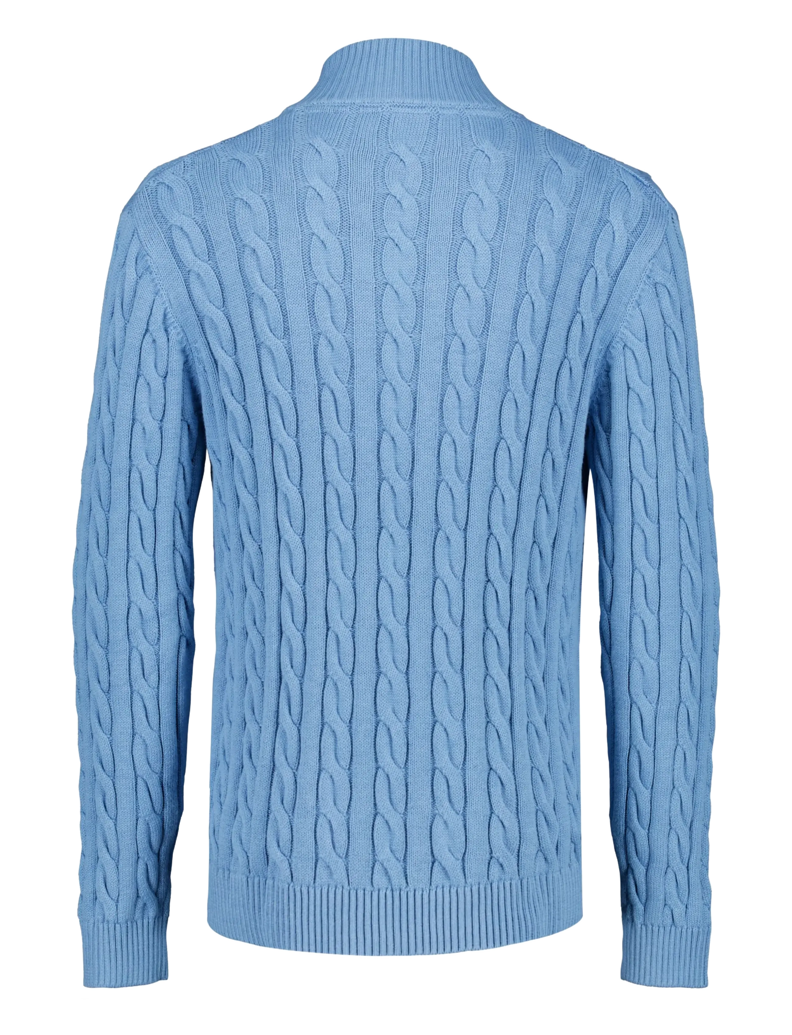 Lindbergh - Cabel zip-neck knit - mid blue - 1
