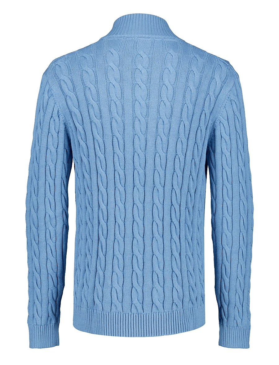 Lindbergh - Cabel zip-neck knit - mid blue - 1