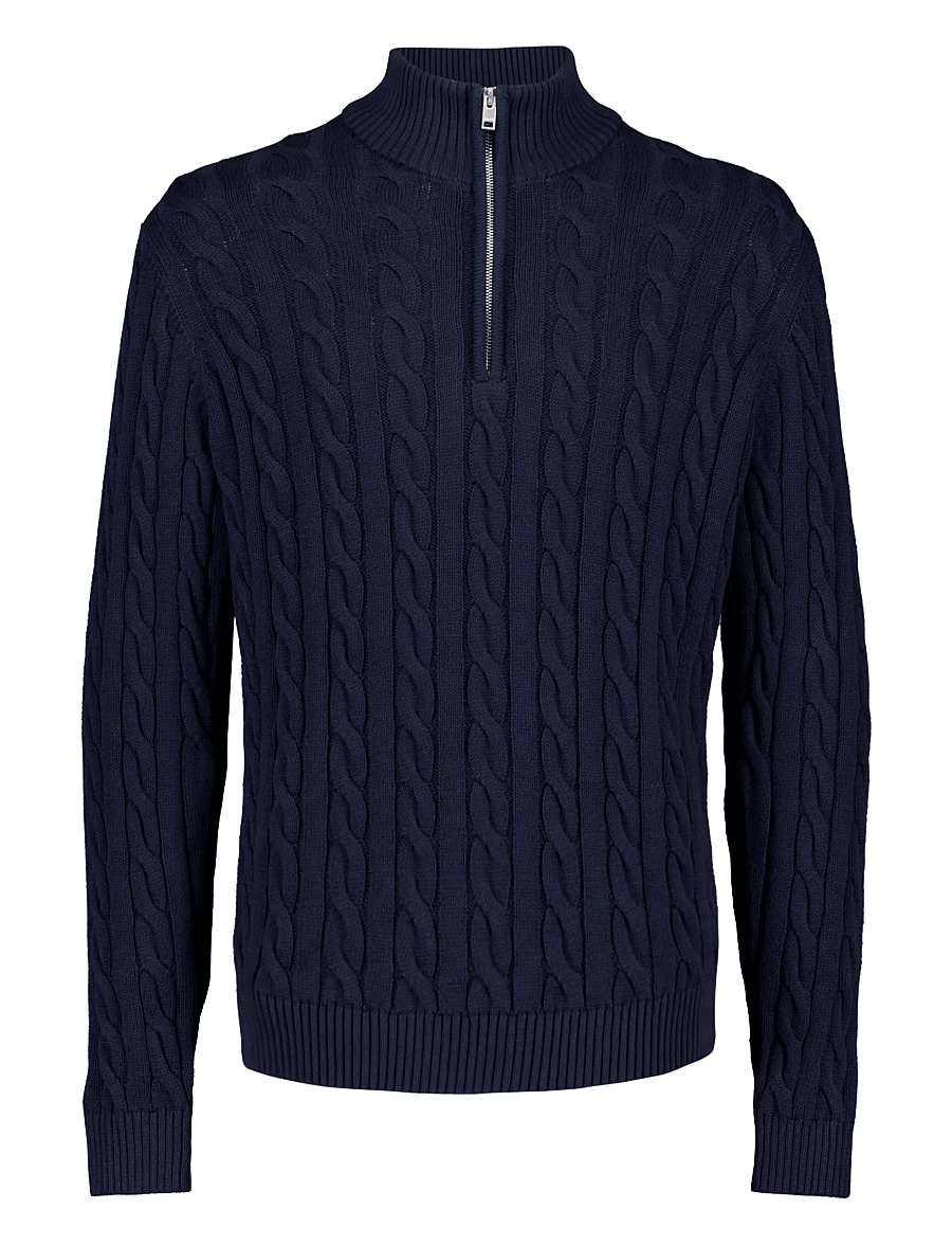 Lindbergh - Cabel zip-neck knit - navy - 0