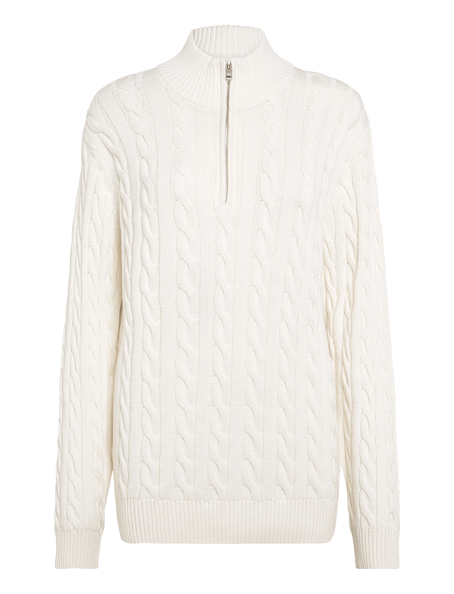 Lindbergh - Cabel zip-neck knit - poolpika lukuga džemprid - pearl white - 0