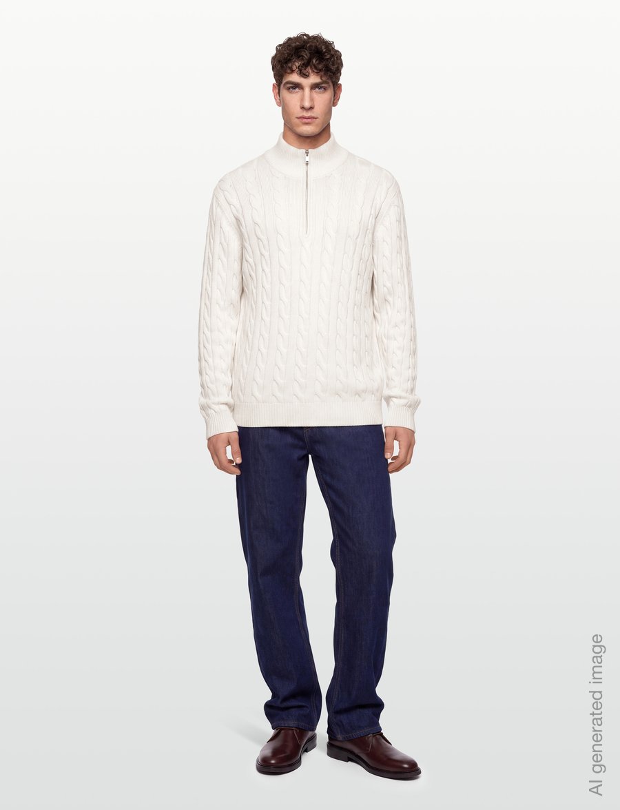 Lindbergh - Cabel zip-neck knit - poolpika lukuga džemprid - pearl white - 0