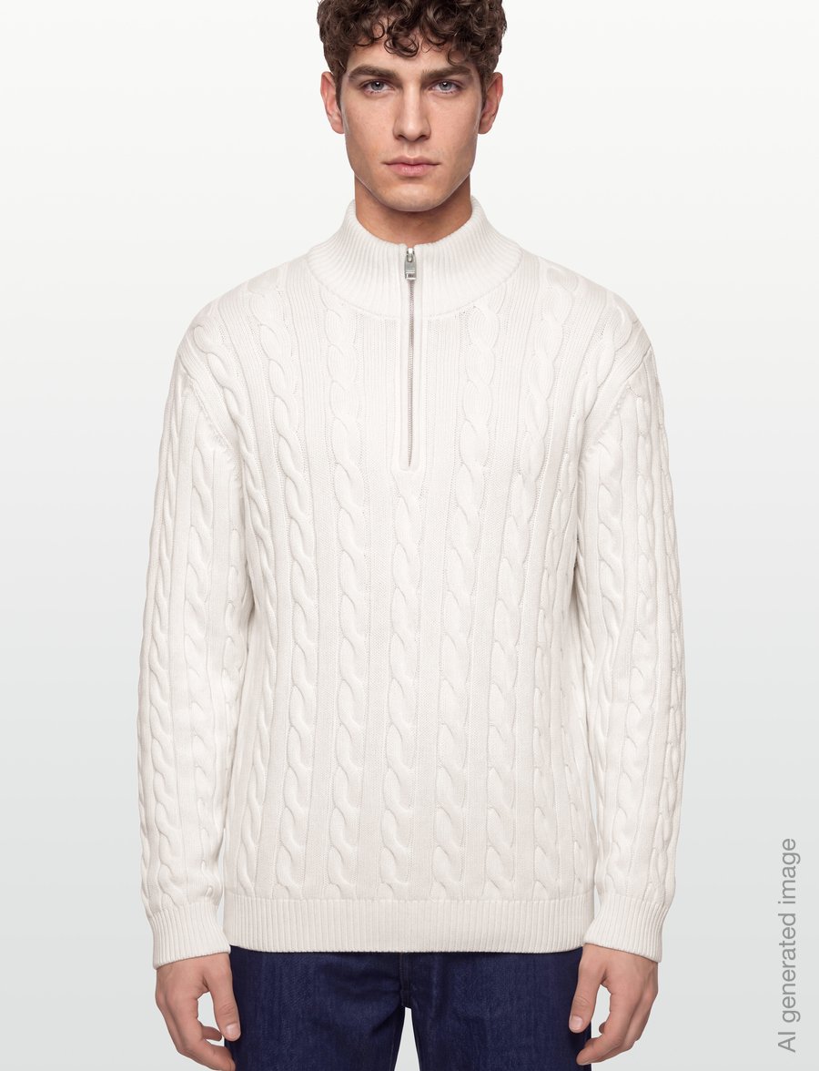 Lindbergh - Cabel zip-neck knit - poolpika lukuga džemprid - pearl white - 3
