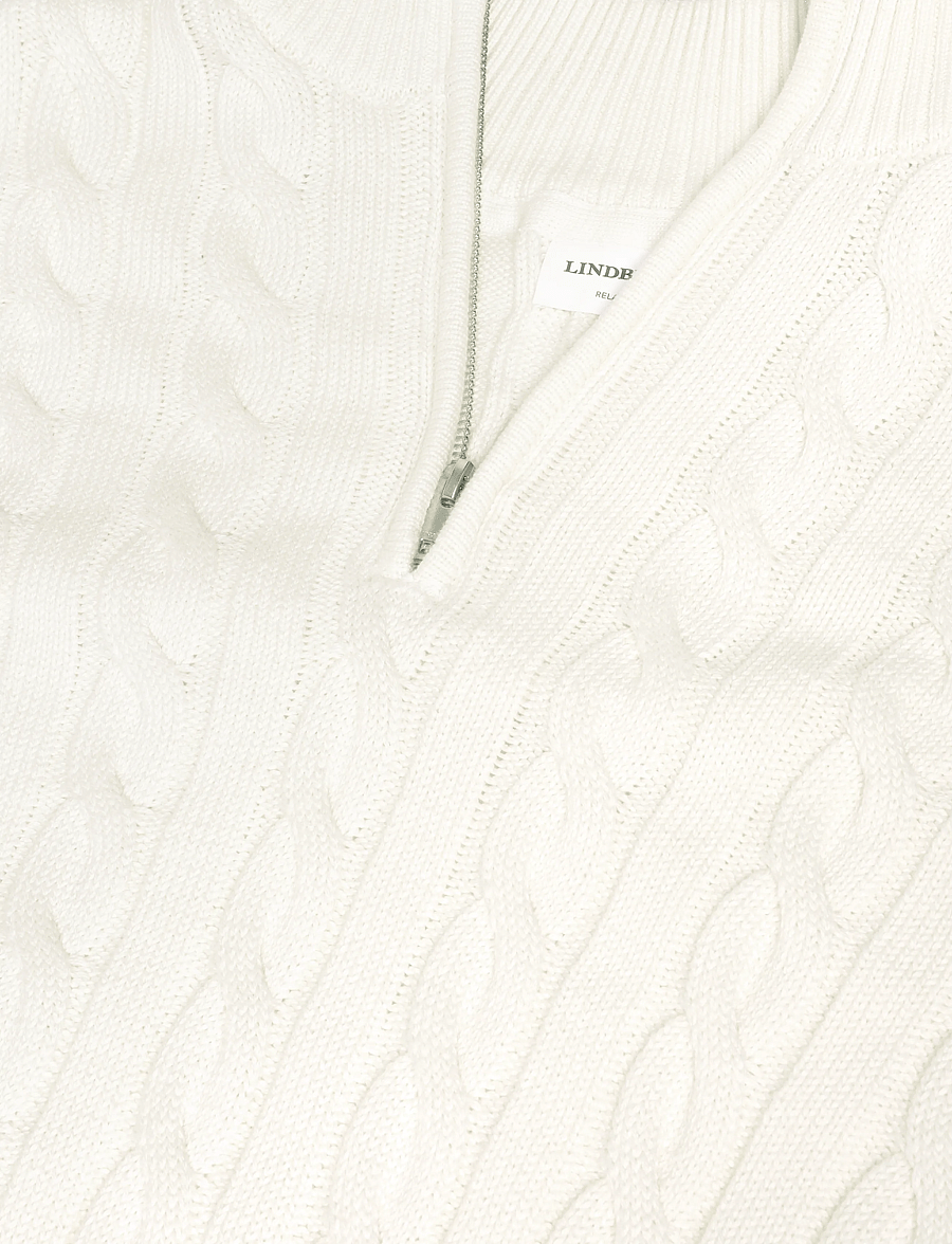 Lindbergh - Cabel zip-neck knit - poolpika lukuga džemprid - pearl white - 2