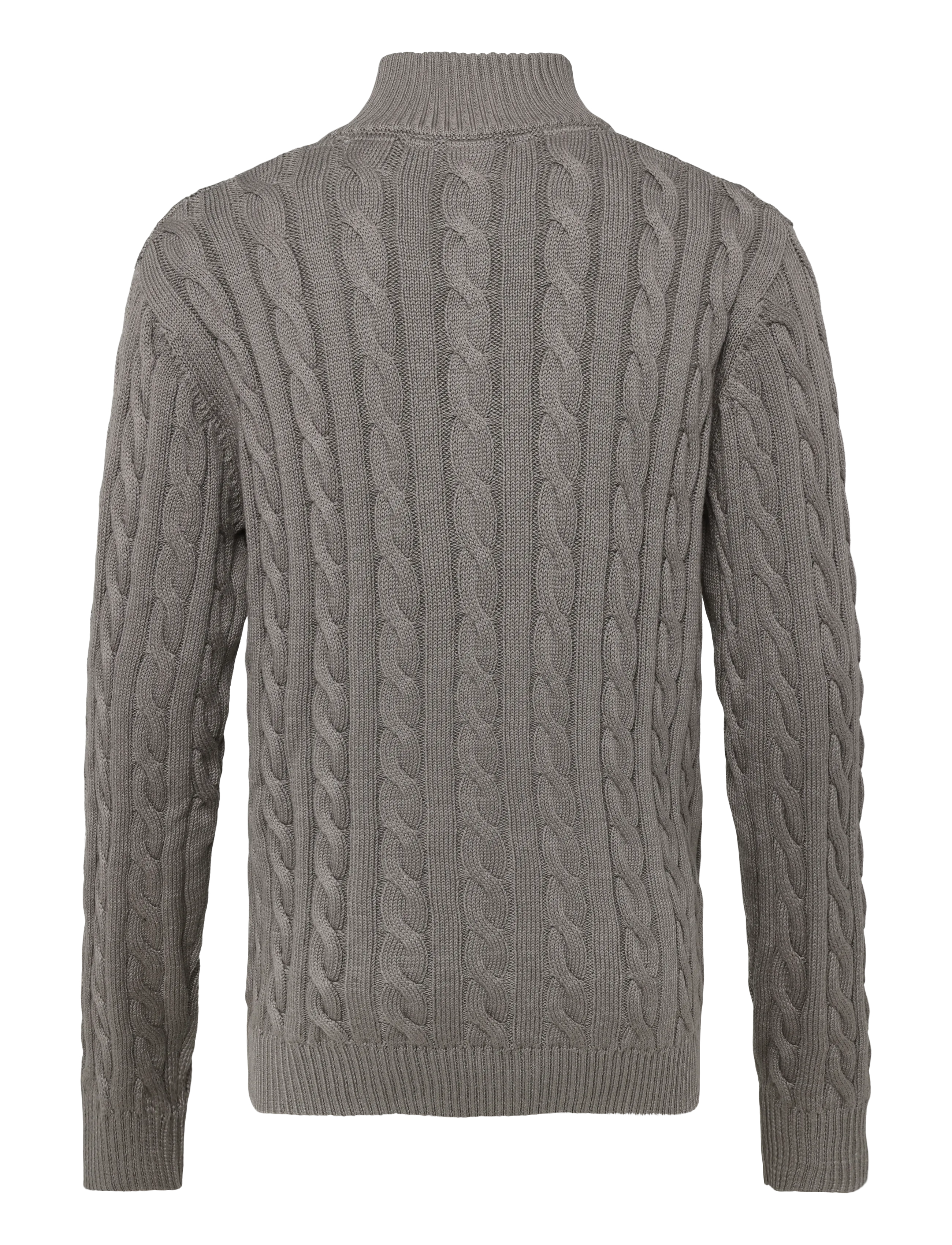 Lindbergh - Cabel zip-neck knit - half zip jumpers - stone grey - 1