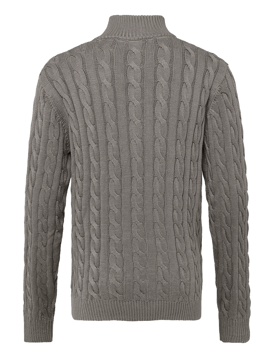 Lindbergh - Cabel zip-neck knit - half zip jumpers - stone grey - 1