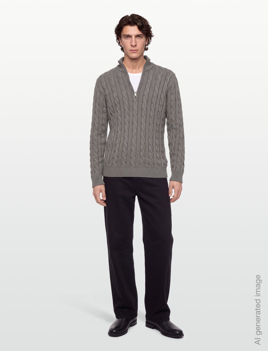 Lindbergh - Cabel zip-neck knit - pullover mit halbem reißverschluss - stone grey - 0