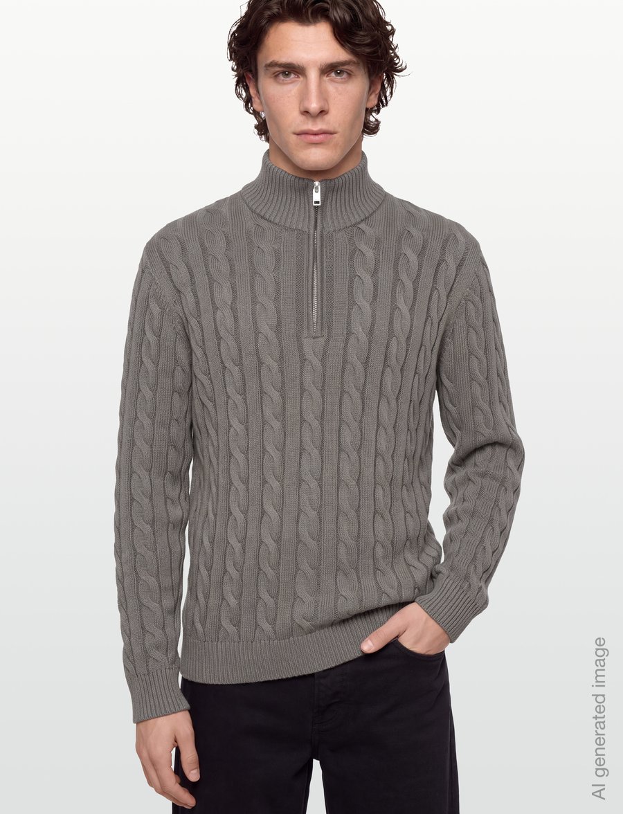 Lindbergh - Cabel zip-neck knit - pullover mit halbem reißverschluss - stone grey - 3