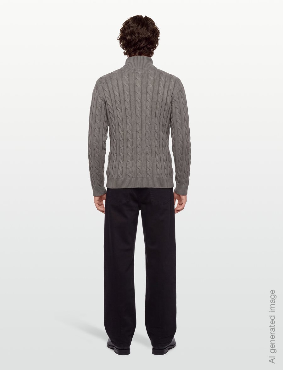 Lindbergh - Cabel zip-neck knit - pullover mit halbem reißverschluss - stone grey - 4