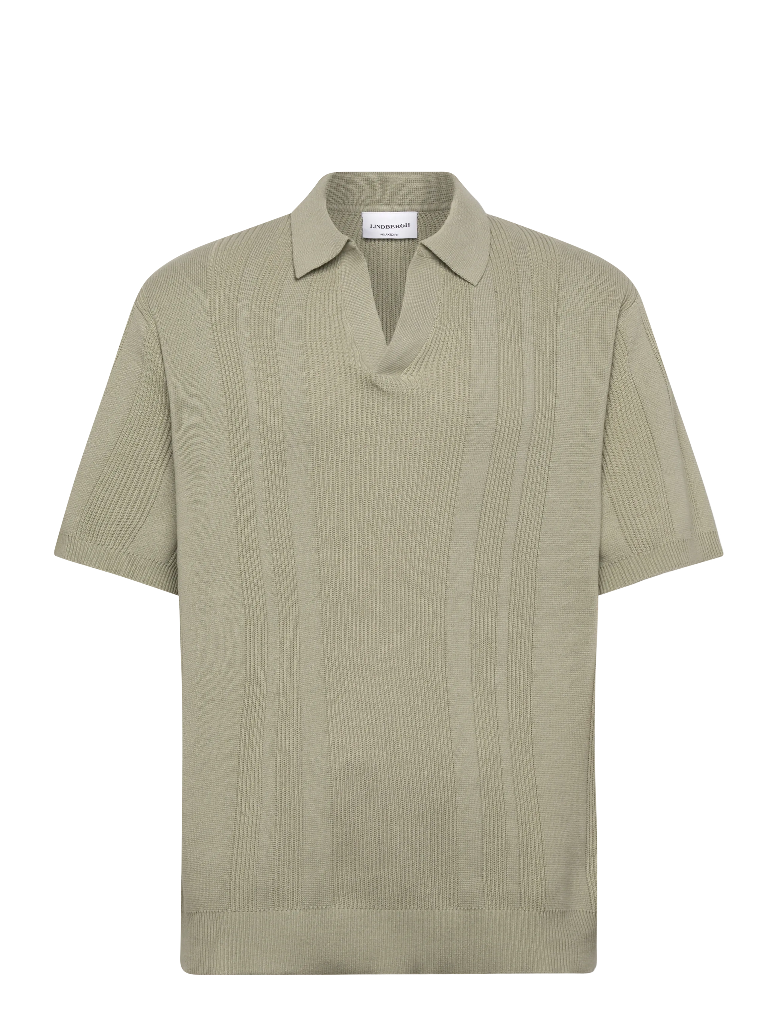 LINDBERGH Strick S/S Polo Khaki - S - Herren