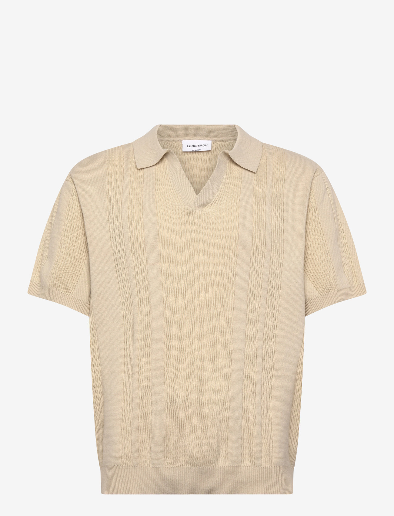 Lindbergh - Knitted S/S polo - herren - lt stone - 1
