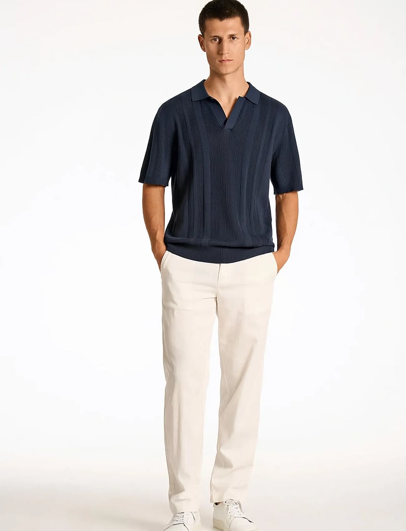 Lindbergh - Knitted S/S polo - navy - 0
