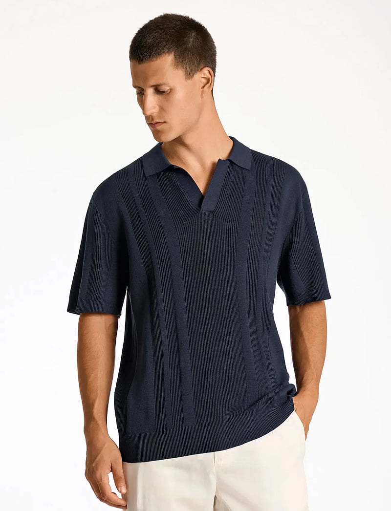 Lindbergh - Knitted S/S polo - navy - 3