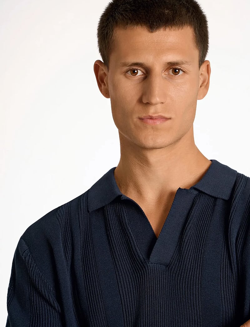Lindbergh - Knitted S/S polo - navy - 5