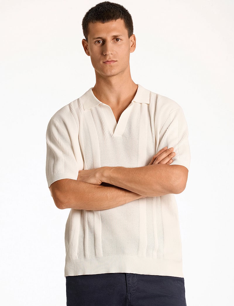 Lindbergh - Knitted S/S polo - kootud polosärgid - salt white - 0