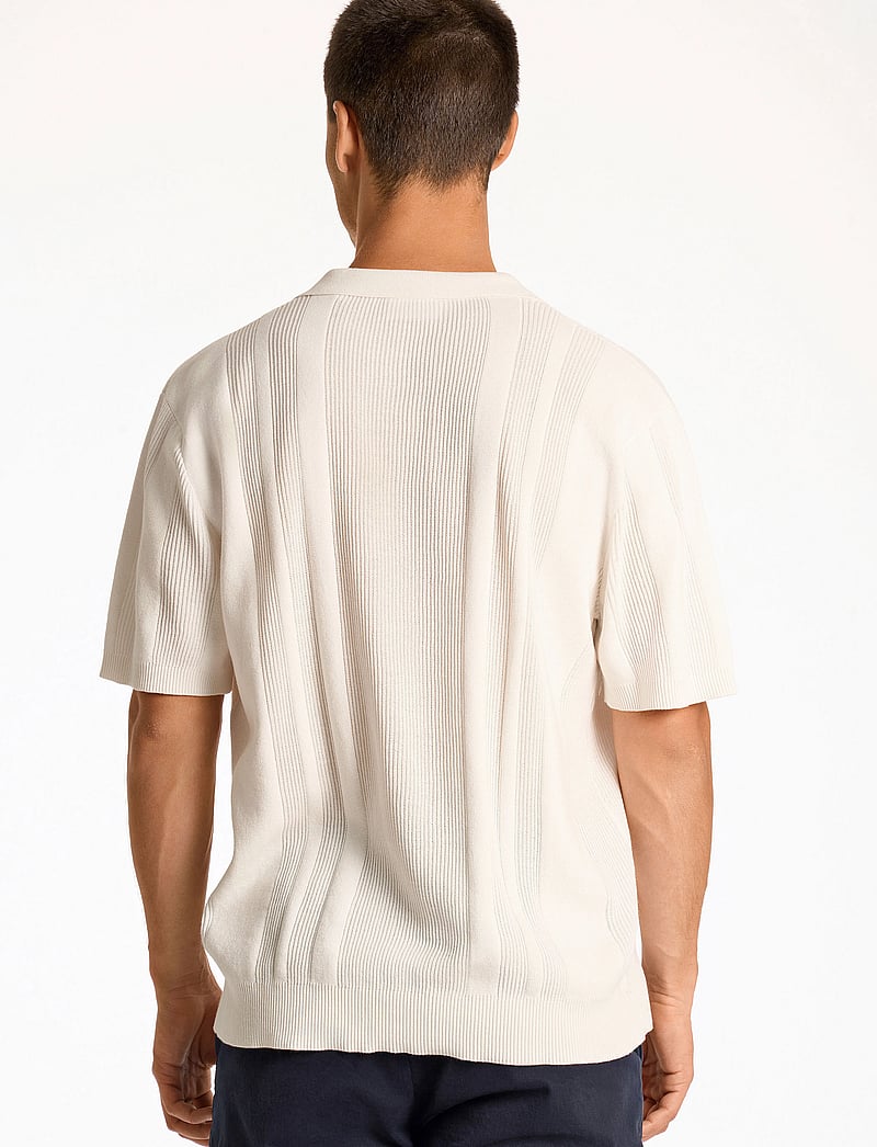 Lindbergh - Knitted S/S polo - kootud polosärgid - salt white - 3