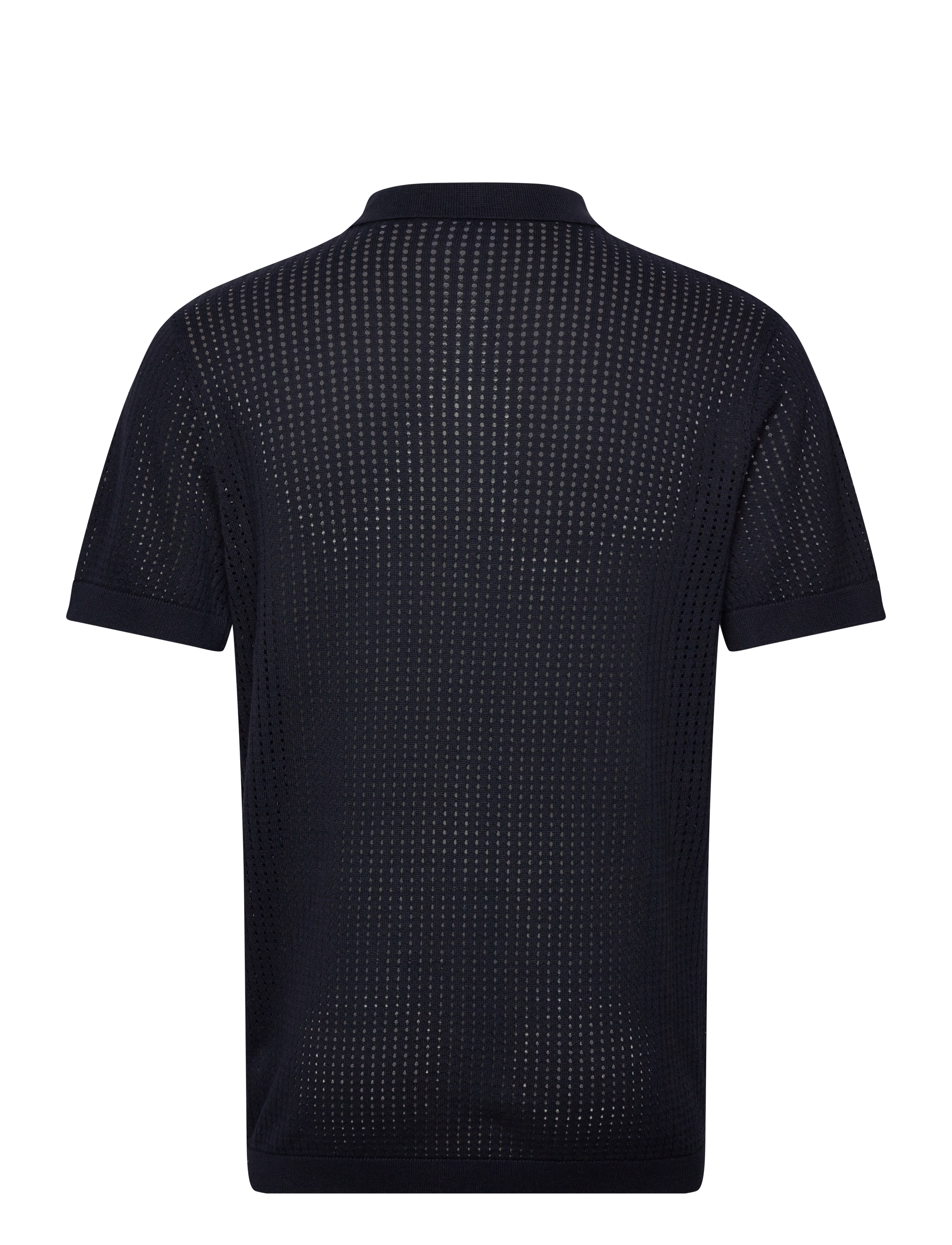 Lindbergh - Crochet knitted S/S v-neck polo - polostrik - navy - 2