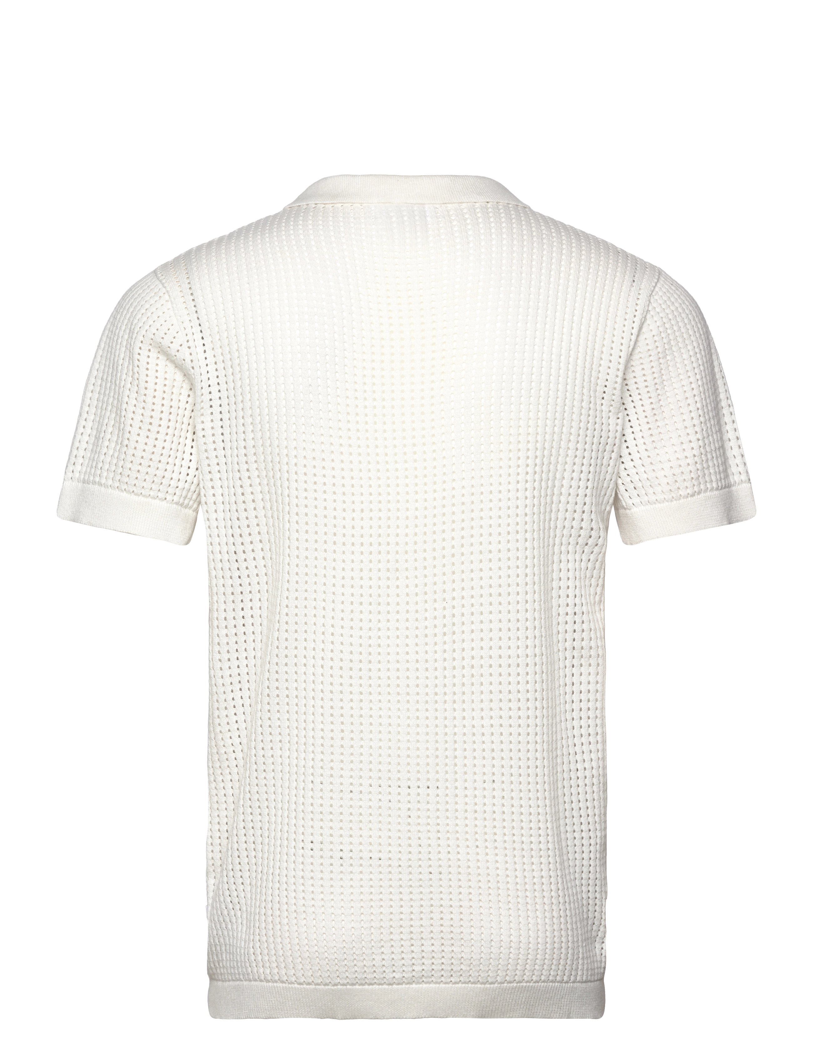 Lindbergh - Crochet knitted S/S v-neck polo - polostrik - salt white - 2