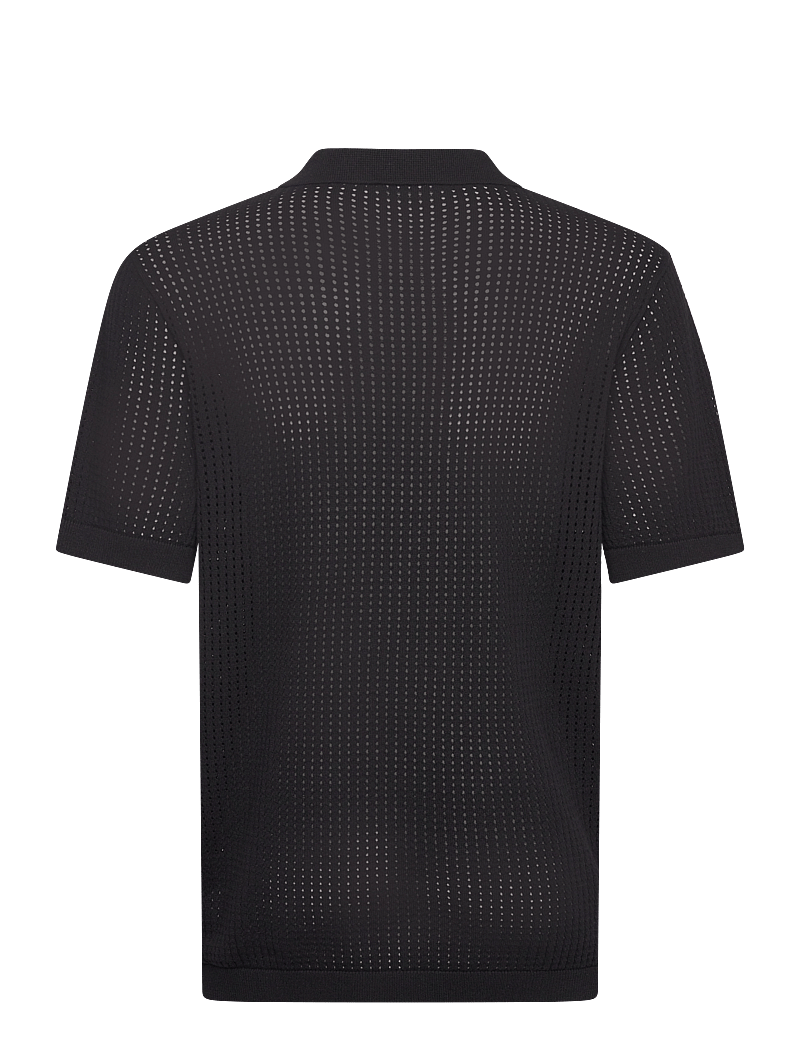Lindbergh - Crochet knitted S/S polo - polostrik - black - 2