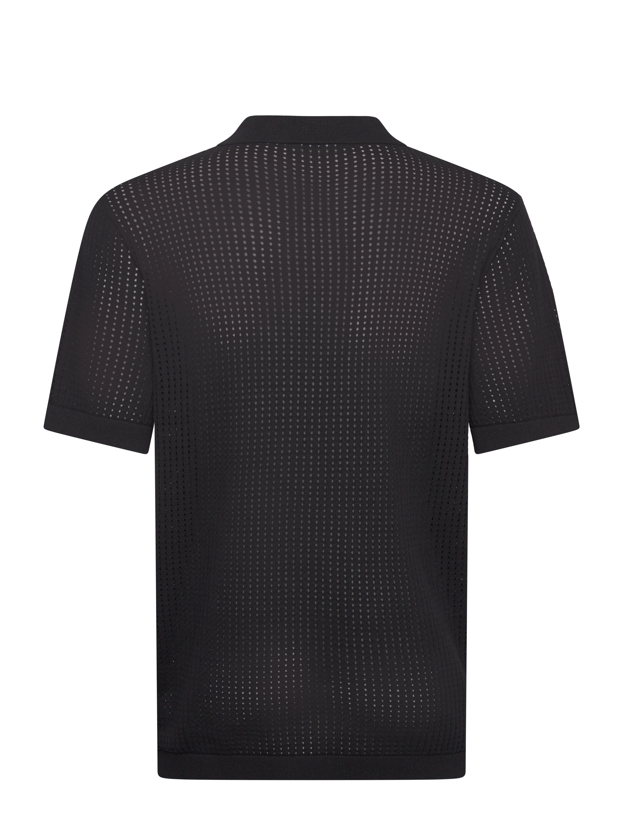 Lindbergh - Crochet knitted S/S polo - dzianinowe bluzki polo - black - 2