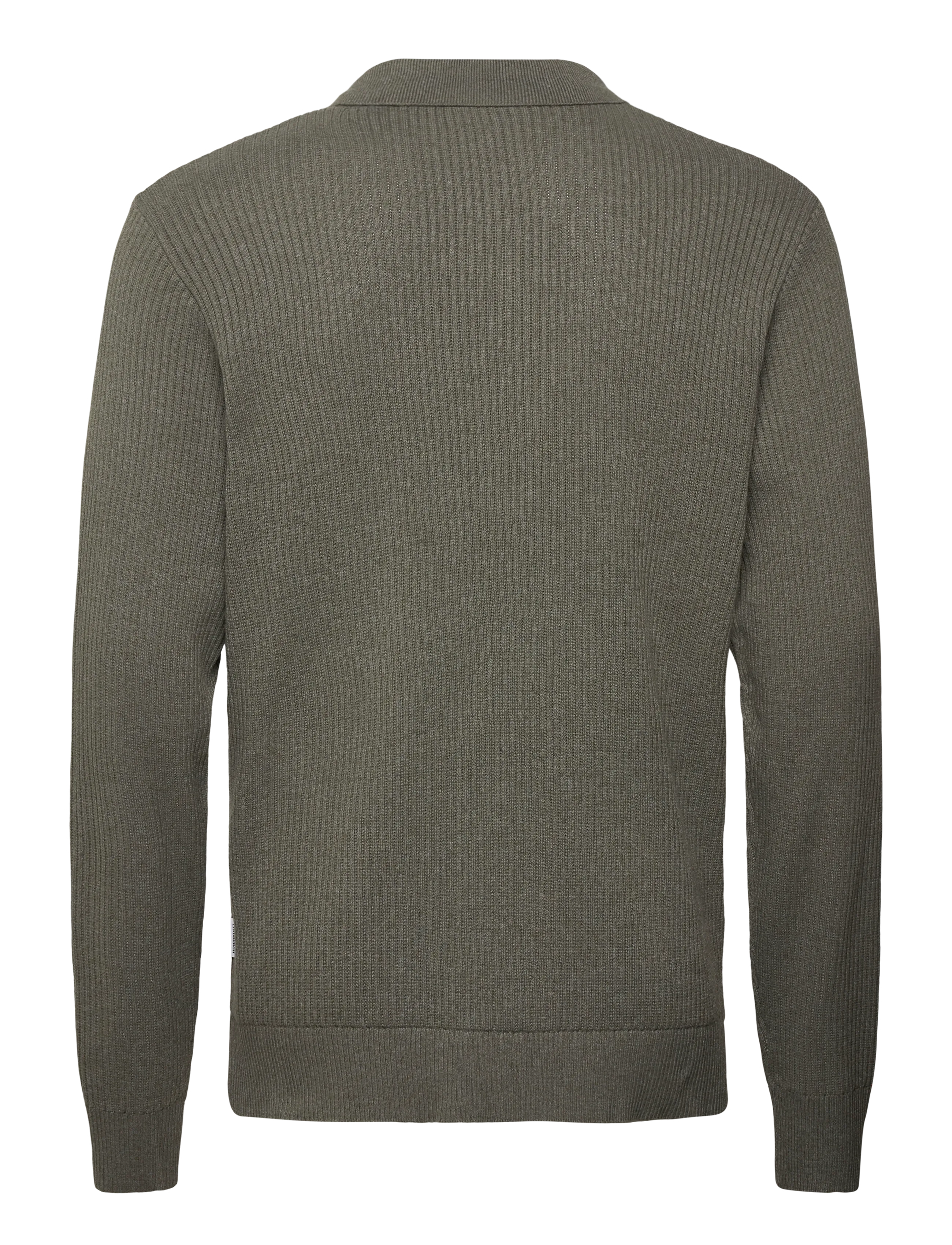 Lindbergh - Ribbed L/S v-neck poloRibbed L/S v-neck polo - poloer i strik med lange ærmer - army - 1