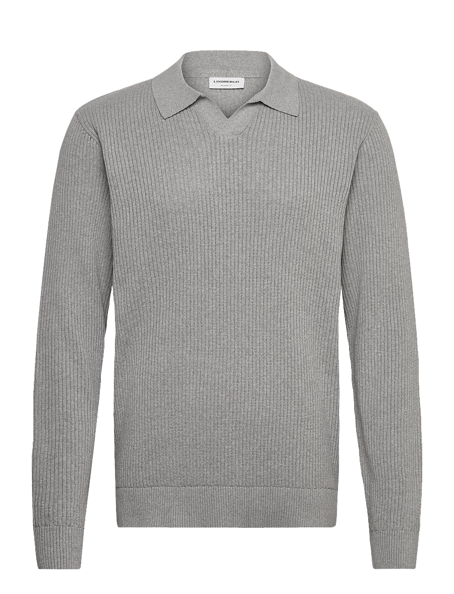 Lindbergh - Ribbed L/S v-neck poloRibbed L/S v-neck polo - pikkade varrukatega kootud polod - grey mel - 0