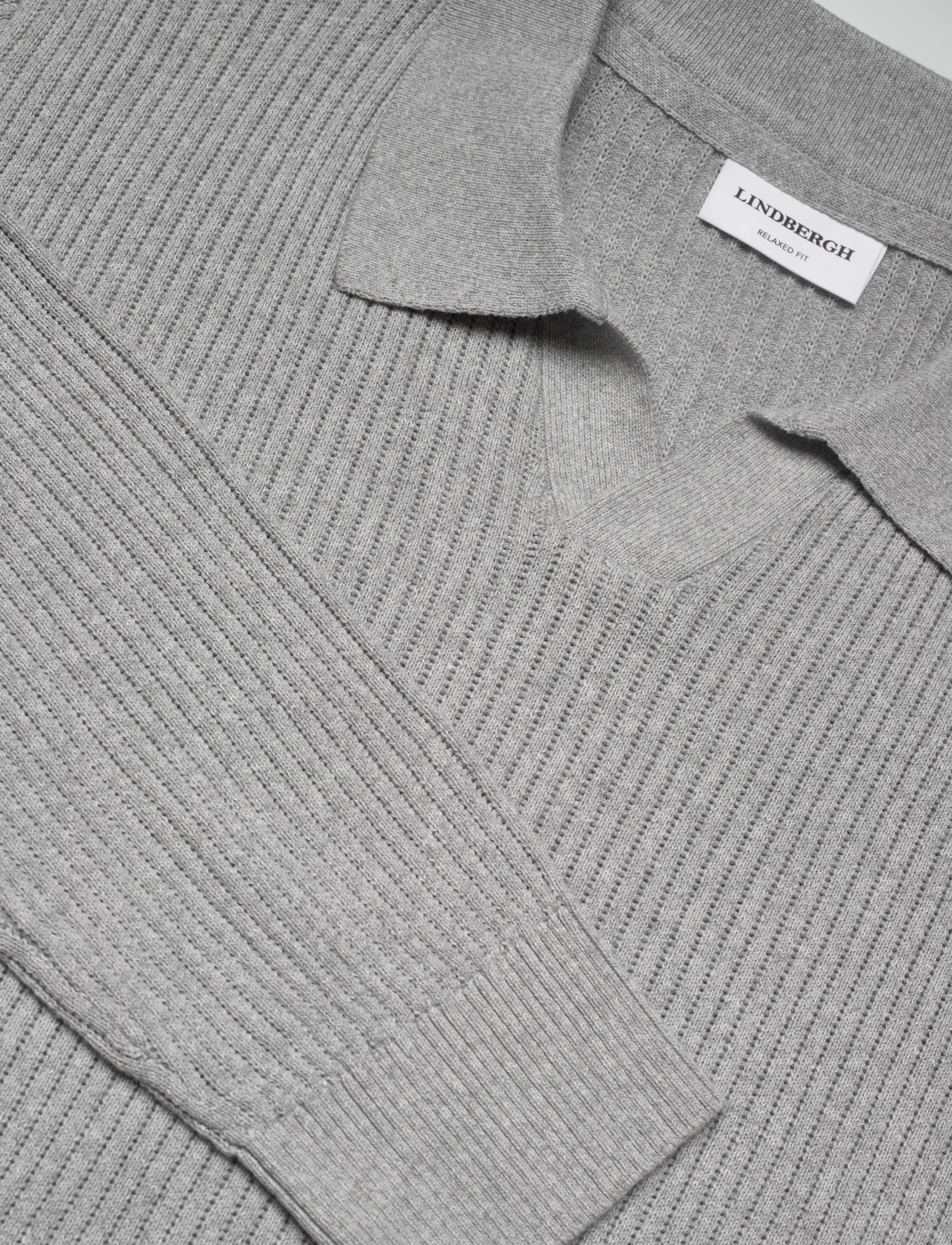 Lindbergh - Ribbed L/S v-neck poloRibbed L/S v-neck polo - pikkade varrukatega kootud polod - grey mel - 2