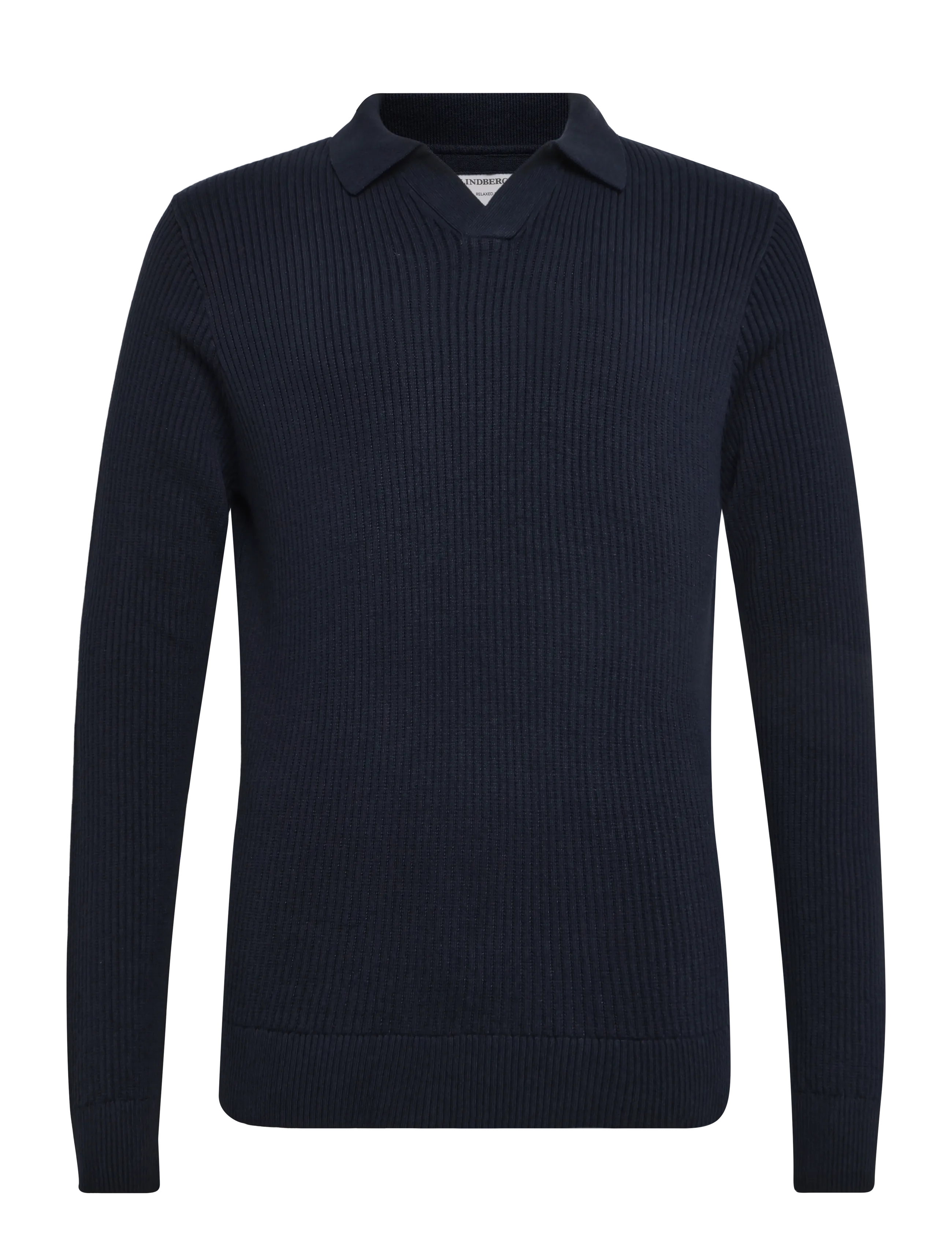 Lindbergh Ribbed L/S v-neck poloRibbed L/S v-neck polo - Vatertag - NAVY / navy