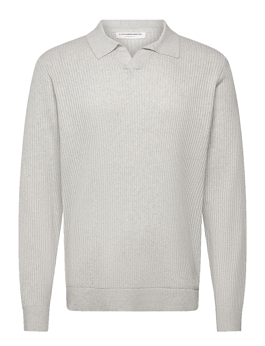 Lindbergh - Ribbed L/S v-neck poloRibbed L/S v-neck polo - pikkade varrukatega kootud polod - off white - 0