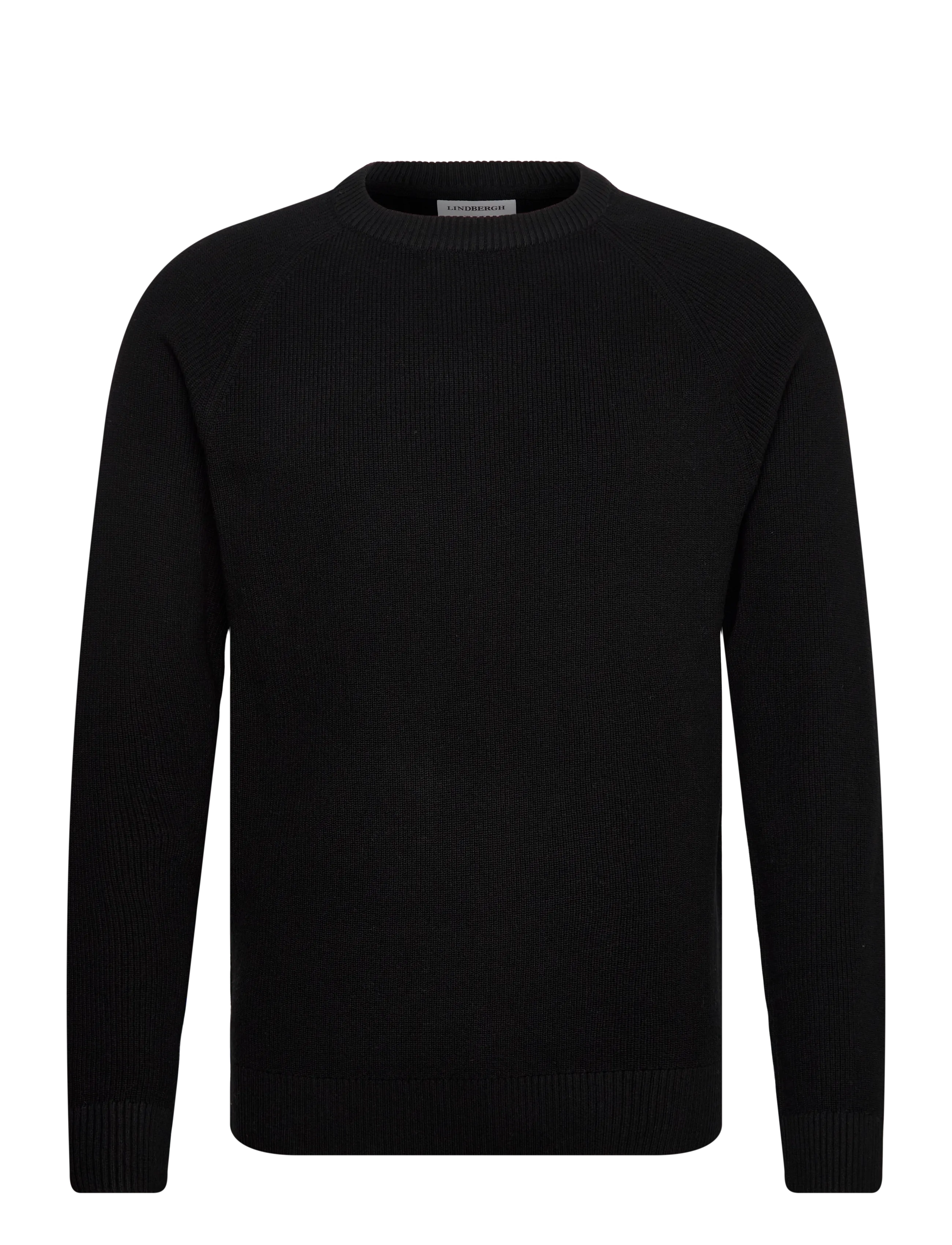Lindbergh Ribbed L/S o-neck knitRibbed L/S o-neck knit - Rundhals - BLACK / black
