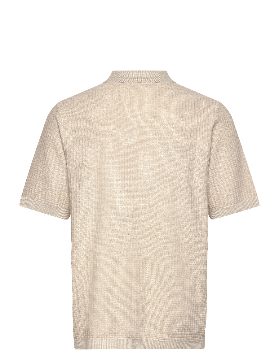 Lindbergh - Knitted S/S polo cardigan - off white mel - 1