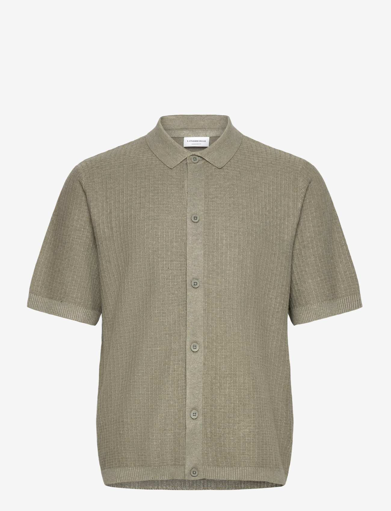 Lindbergh - Knitted S/S polo cardigan - kurzarmhemden - soft green mel - 0