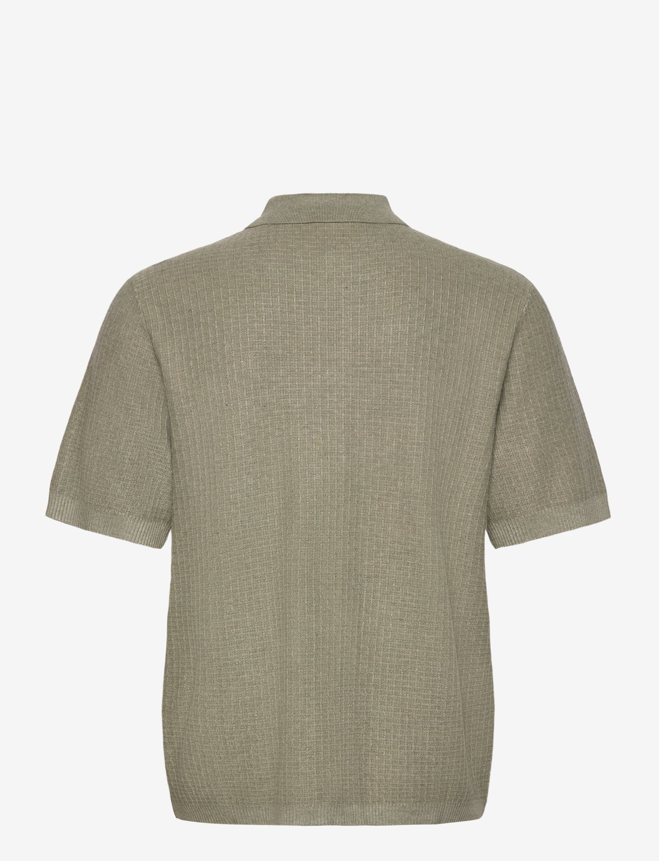Lindbergh - Knitted S/S polo cardigan - kurzarmhemden - soft green mel - 1