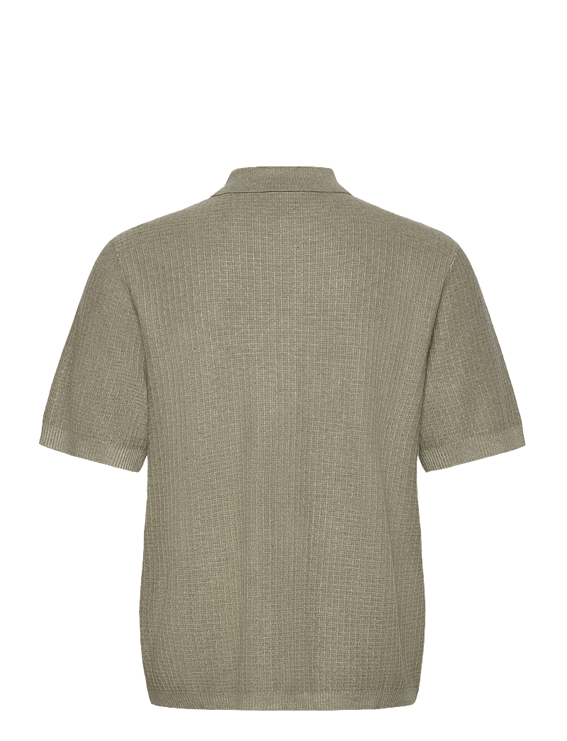 Lindbergh - Knitted S/S polo cardigan - kurzarmhemden - soft green mel - 1