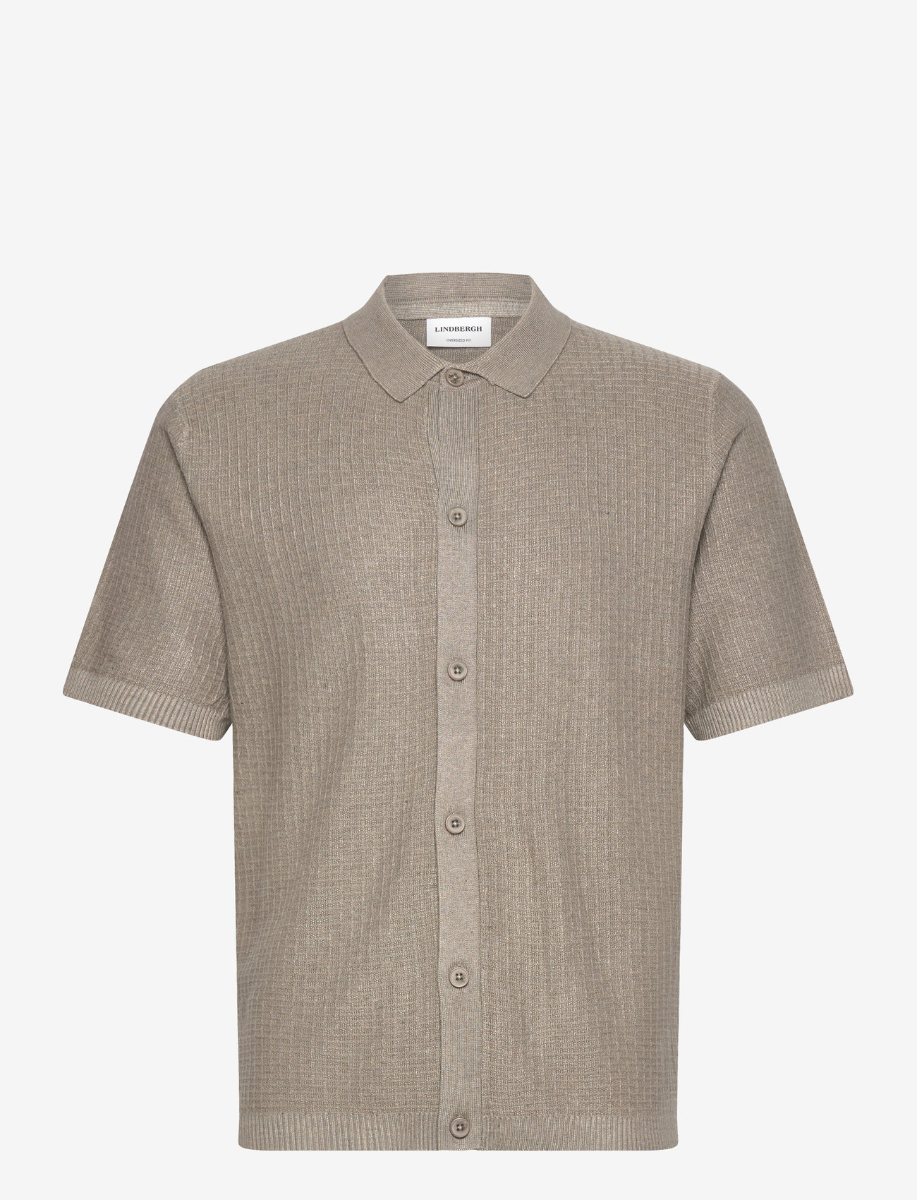 Lindbergh - Knitted S/S polo cardigan - lyhythihaiset kauluspaidat - soft stone mel - 0