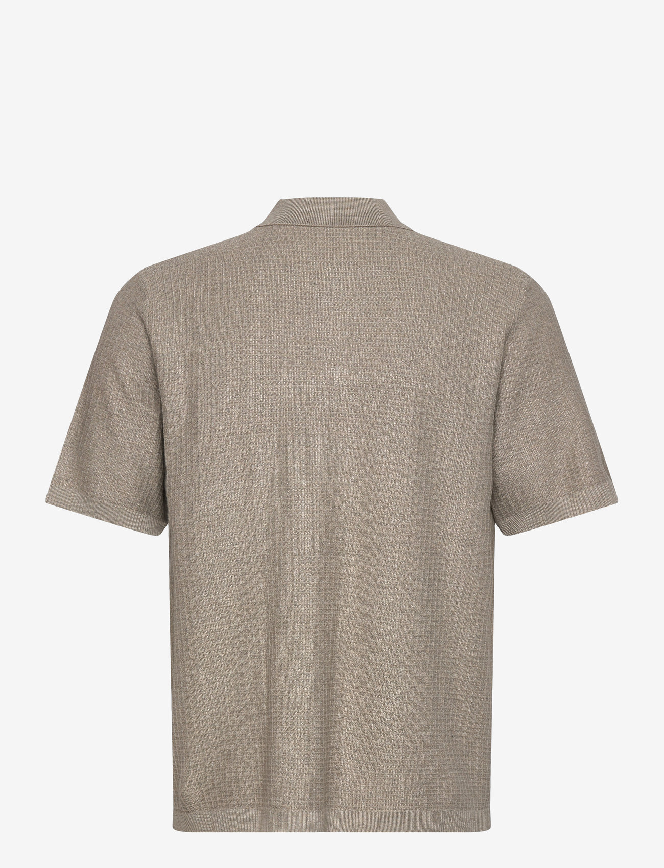 Lindbergh - Knitted S/S polo cardigan - lyhythihaiset kauluspaidat - soft stone mel - 1