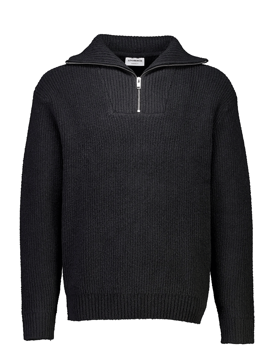 Lindbergh - Oversized half zip sweater - black - 1