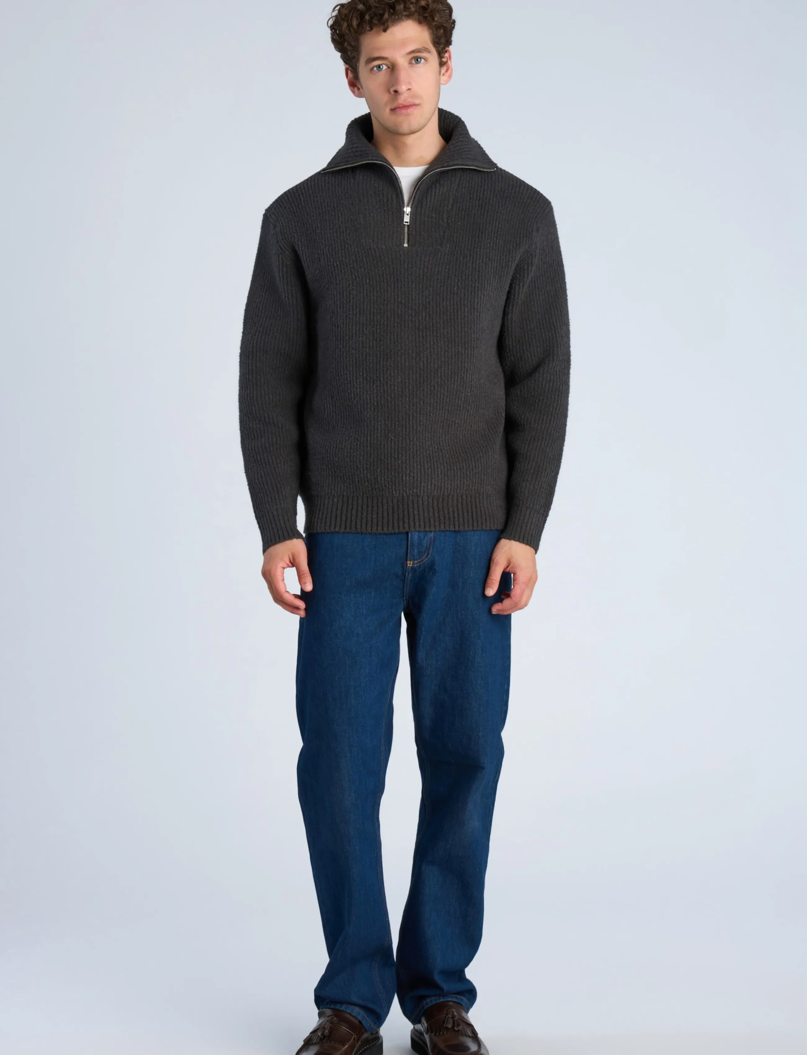Lindbergh - Oversized half zip sweater - black - 0