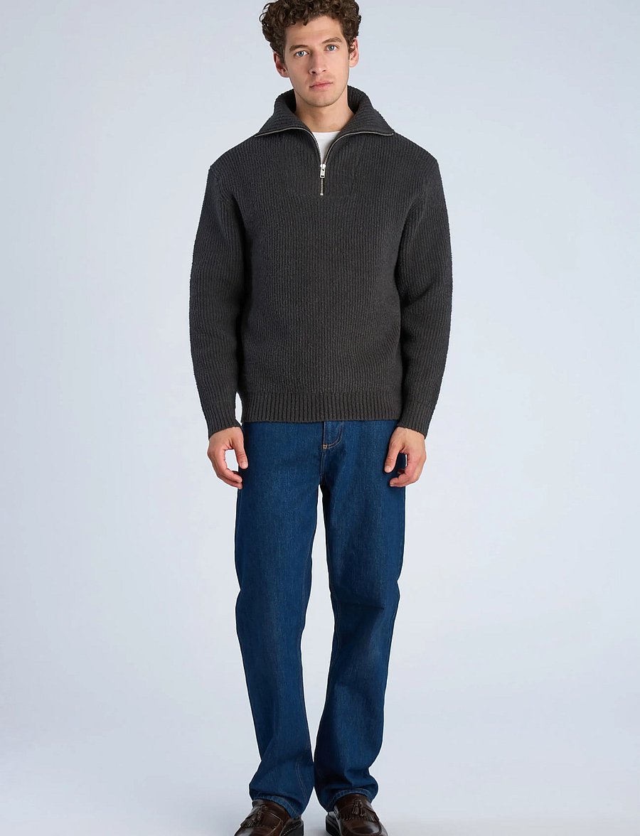 Lindbergh - Oversized half zip sweater - black - 0