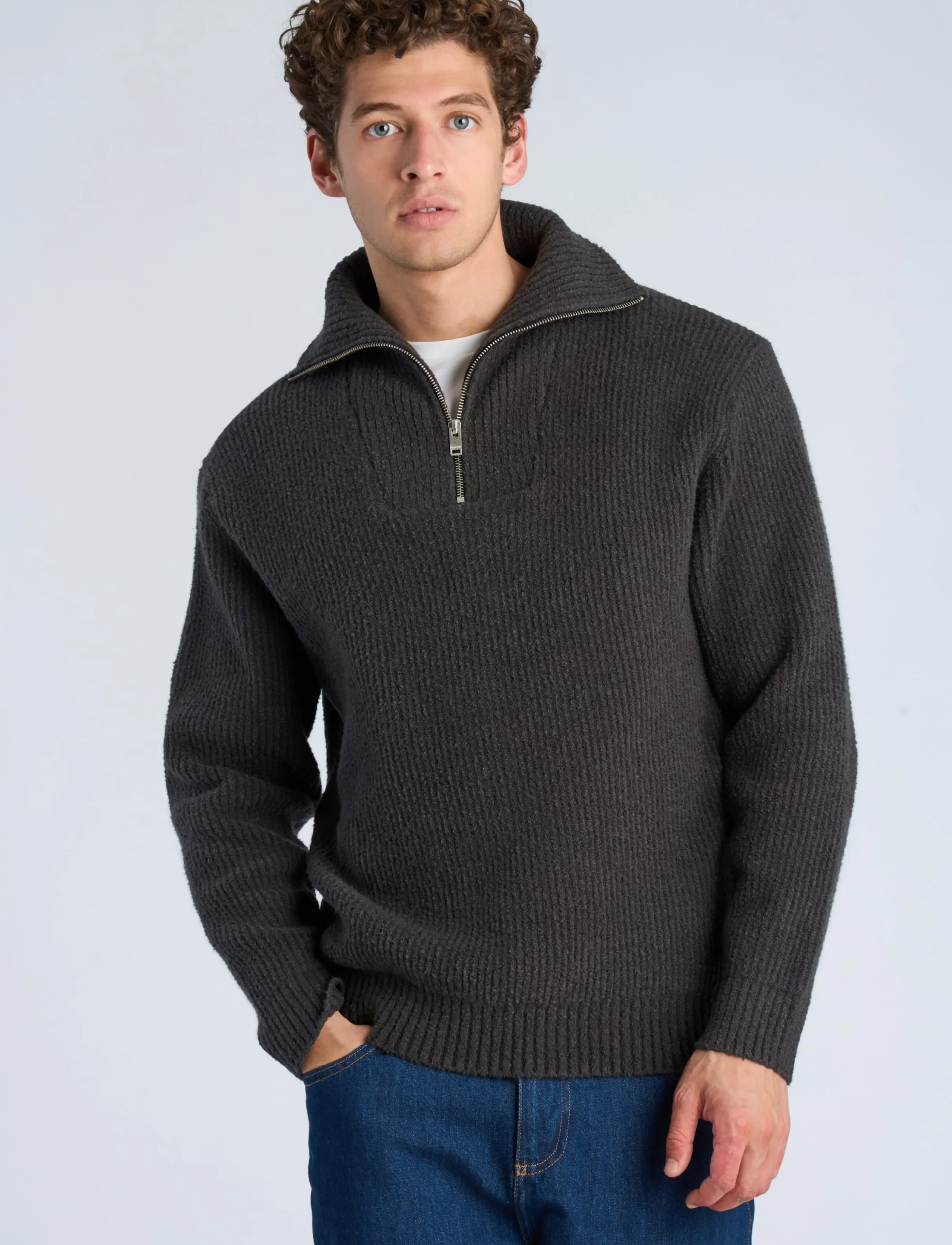 Lindbergh - Oversized half zip sweater - black - 3