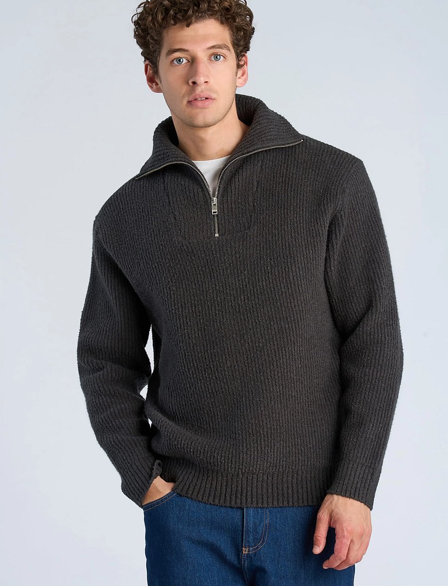 Lindbergh - Oversized half zip sweater - black - 3