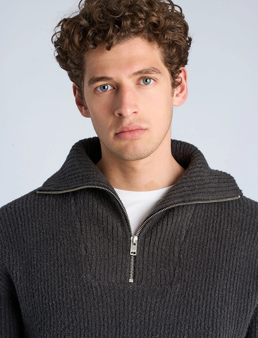 Lindbergh - Oversized half zip sweater - black - 5