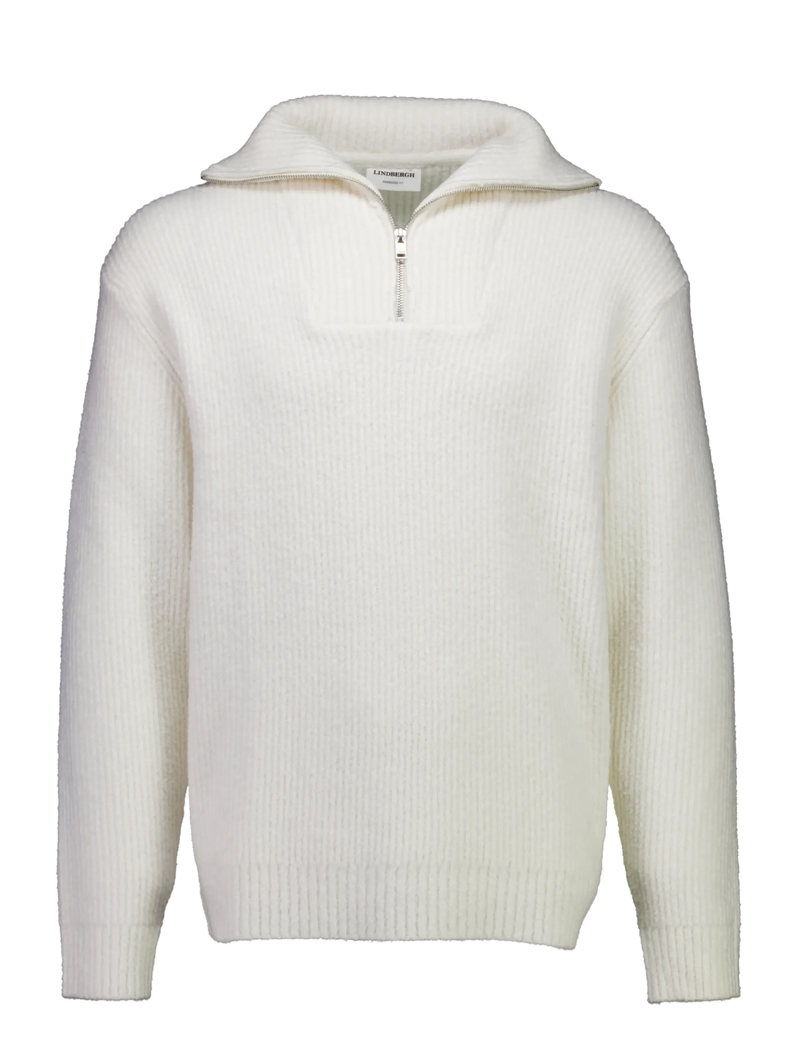 Lindbergh Oversized half zip sweater - Stickat - CHALK WHITE / white