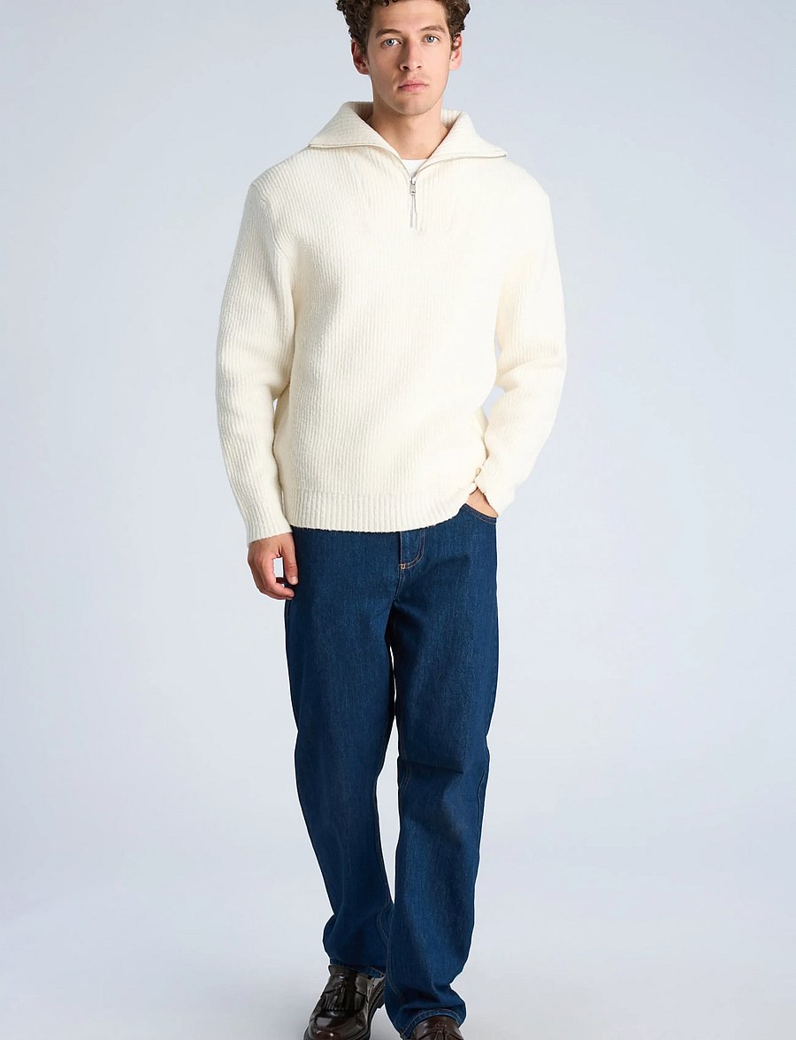 Lindbergh - Oversized half zip sweater - chalk white - 0
